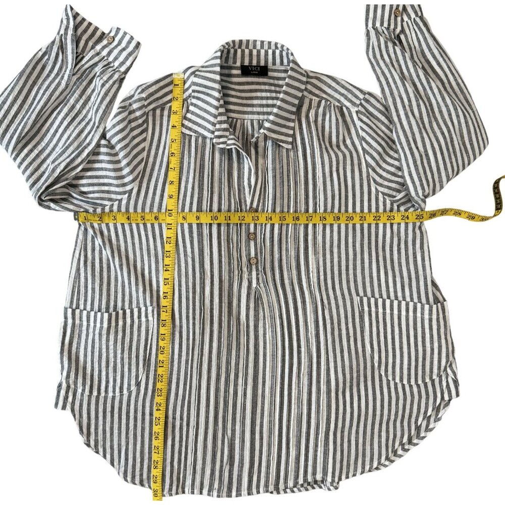 VICI Size Large Woman Blouse 100% Cotton Breatnable Elegant - Picture 5 of 8